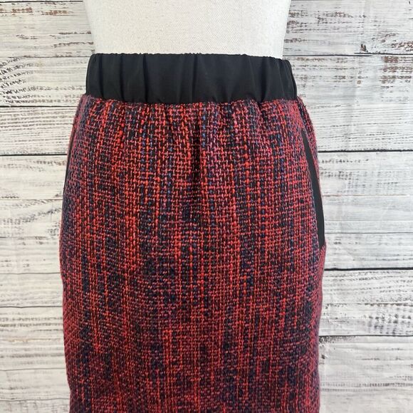 Ann Taylor Loft Skirt size Medium Pink Blue Tweed Pockets Straight Above Knee - Picture 2 of 8